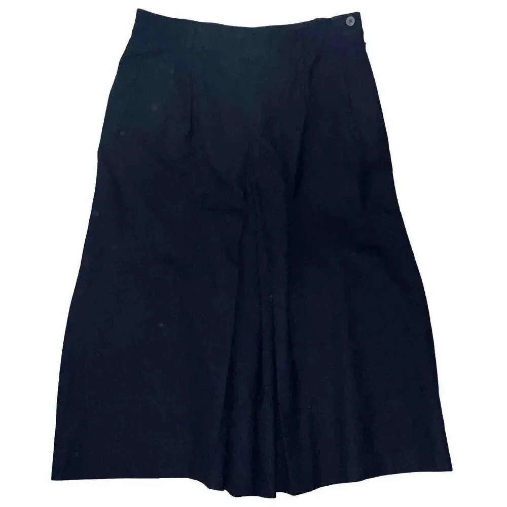 Talbots Vintage 80s Womens 14 100% Worsted Wool Lined USA Made Pants Skirt Navy - Picture 2 of 12